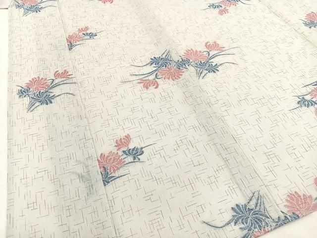 平和屋着物○小千谷紬 立波草花文 正絹 逸品 CAAX4552ut