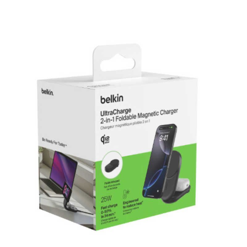 未開梱 BELKIN UltraCharge Qi2 25W 2-in-1 折りたたみ式マグネット充電器 ラウンド型 ブラック WIZ039dqBK