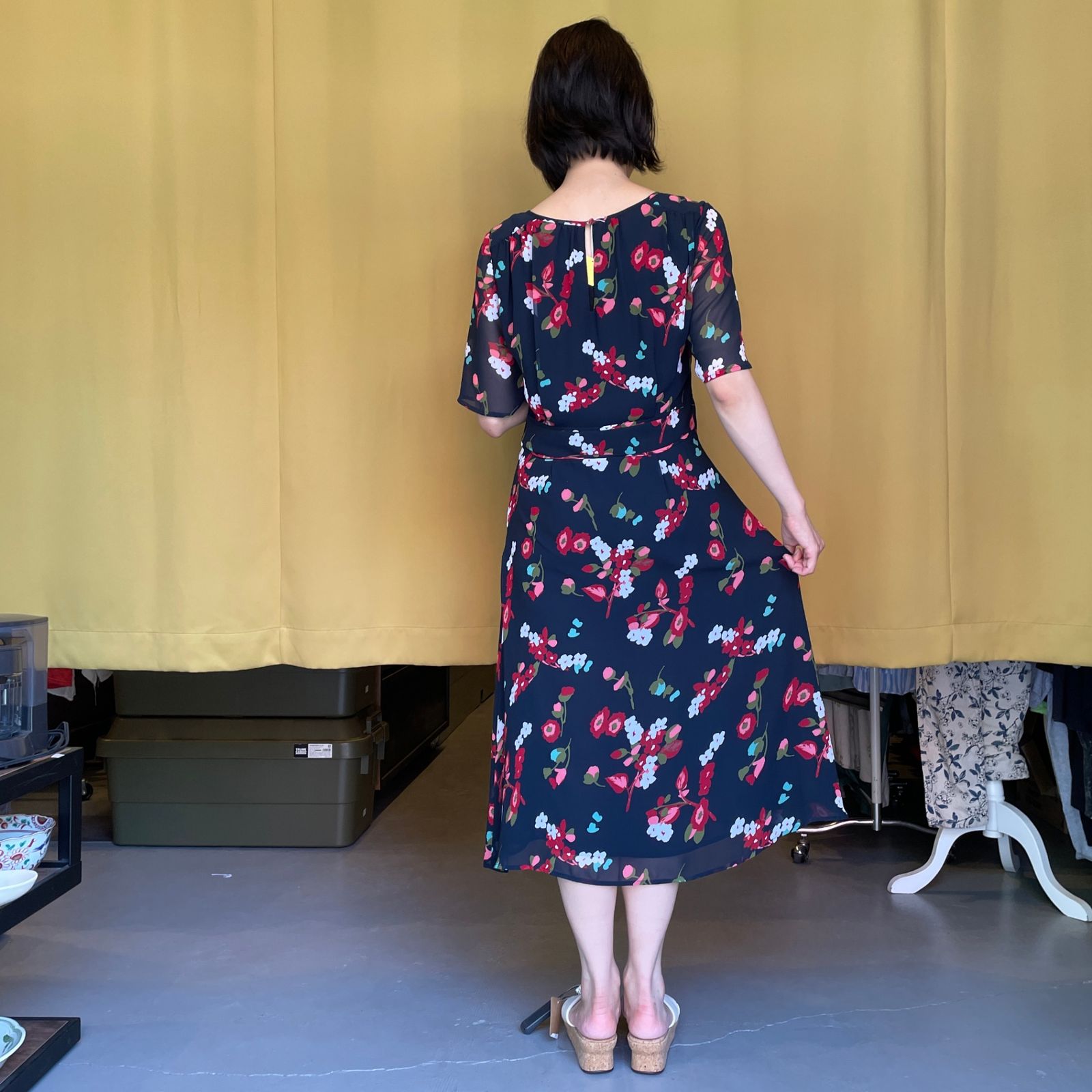 LAURA ASHLEY ローラアシュレイ 花柄 半袖 ロングワンピース 9号 ローラアシュレイ LAURA ASHLEY 花柄 ワンピース ロング 半袖