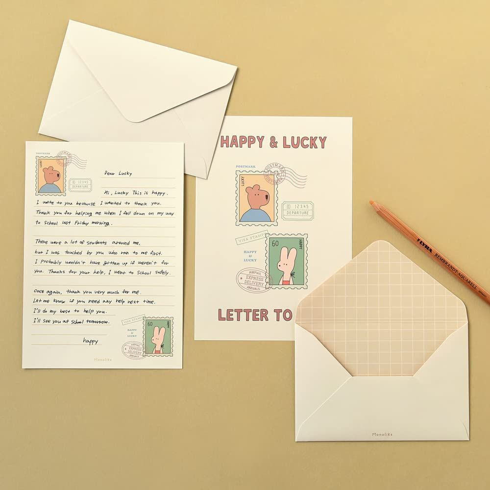  Happy and Lucky セット Memories 8種 Letter 便箋 封筒 Paper Set メモリーズ 類 ハッピーアンドラッキー モノライク 便箋 レター カード