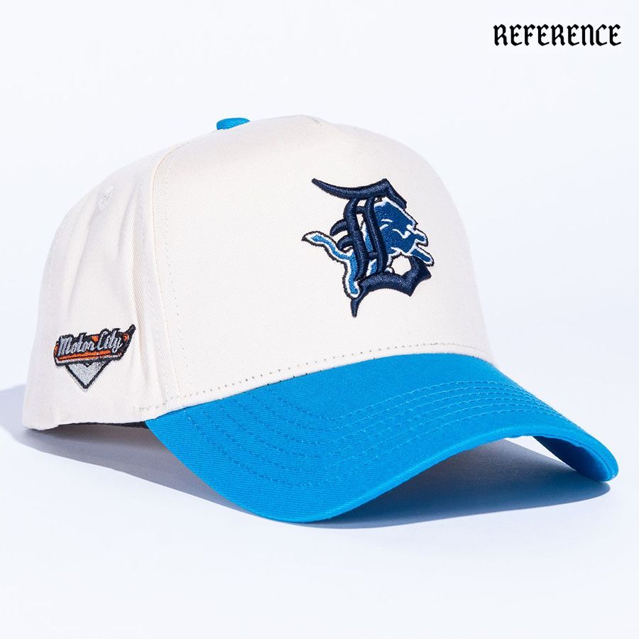 REFERENCE LIGERS SNAPBACK CAP CREAM×BLUE リファレンス 通販 キャップ 帽子 スナップバック ベースボールキャップ ロゴ D