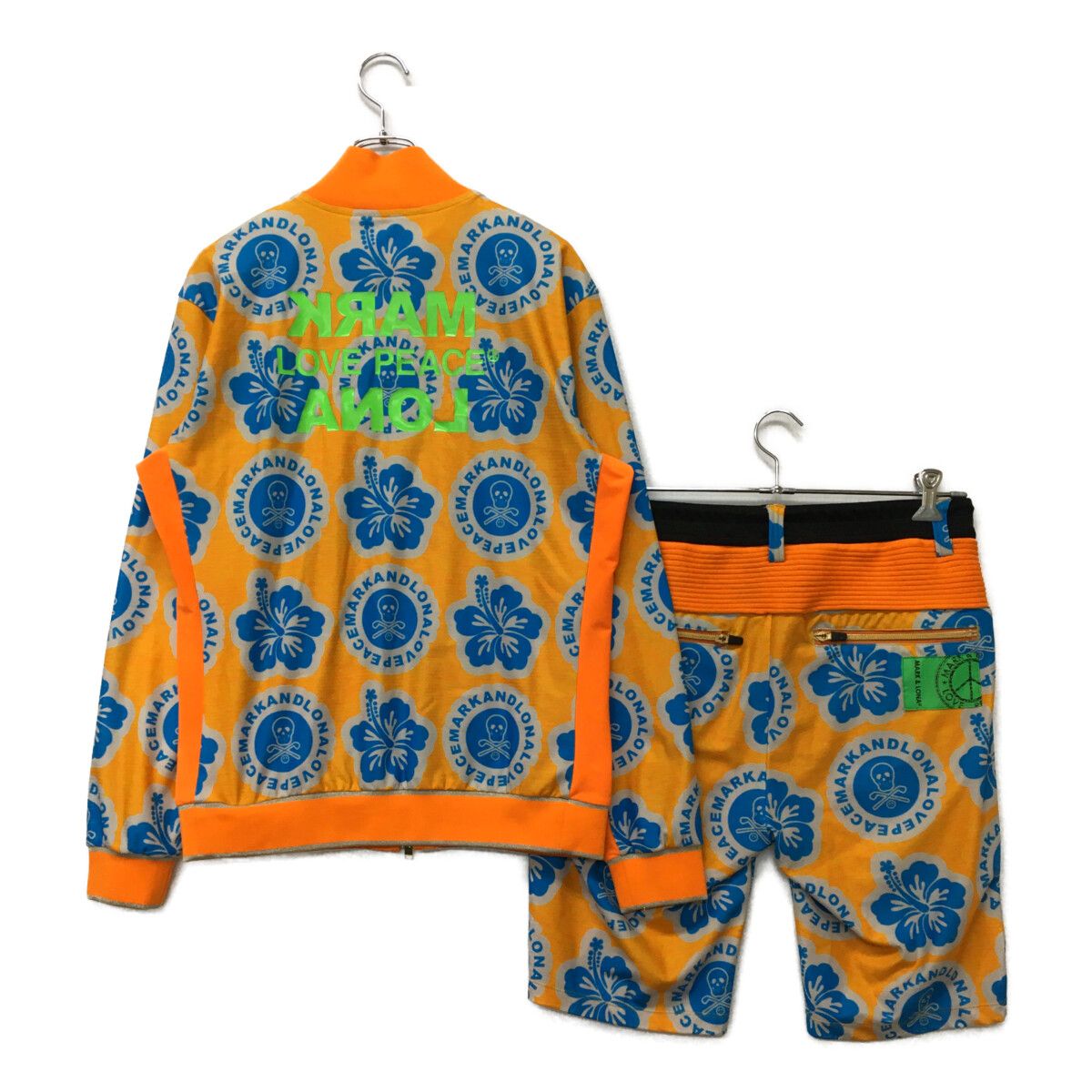 MARK&LONA - coco 中古 マークアンドロナ MARK&LONA メンズ セットアップ 48(L) オレンジ総柄 ダブルジップブルゾン×ハーフパンツ 中古 メンズ マークアンドロナ MARK&LONA セットアップ 48(L