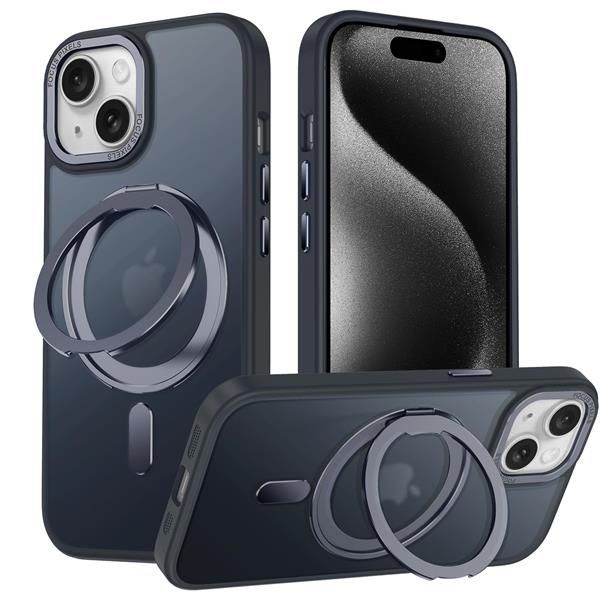 iPhone 11_ブラック iPhone 11 適用 ケース Magsafe対応 アイフォン11 カバー 360回転スタンド Uovon スマホケース アイホン 11 携帯ケース ワイヤレス充電 車載ホルダー 対応 ストラップ穴付き 半透明 