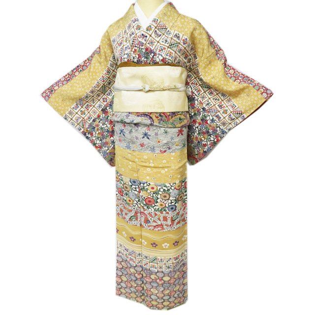 ◎C135正絹　袷　訪問着　作家物　紫雲　落款　金彩　未使用しつけ付極美品　着物 着物単品 未使用近い 美品 正絹 袷 訪問着 身丈159 裄丈65