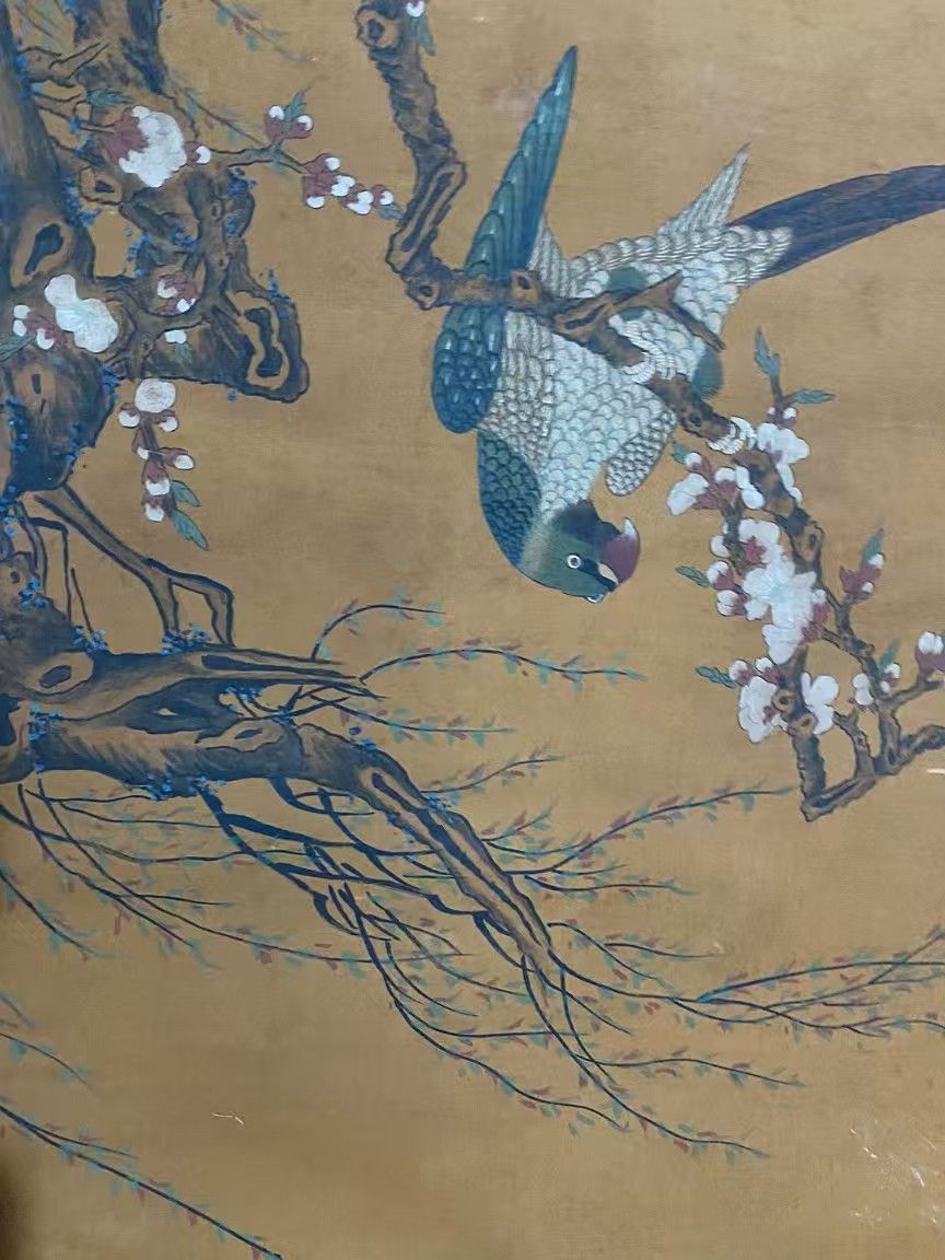 中国古美術.精品三尺中堂画.宋徽宗花鳥画.手描きの作品.材質絹布