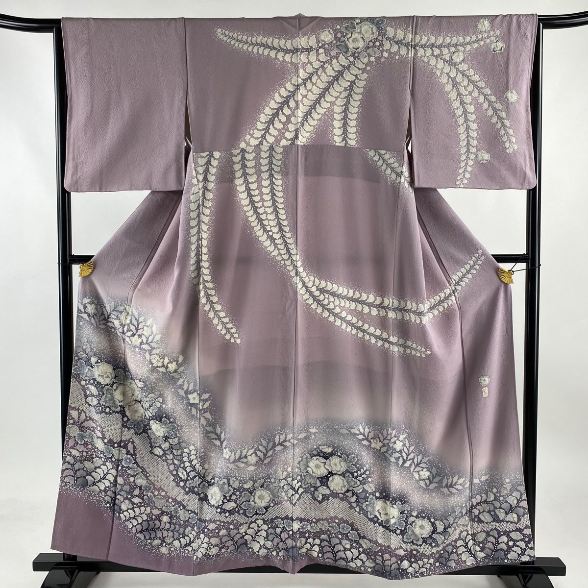 訪問着 身丈157.5cm 裄丈65cm M 袷 翠山工房 落款 辻が花 ぼかし 薄紫  