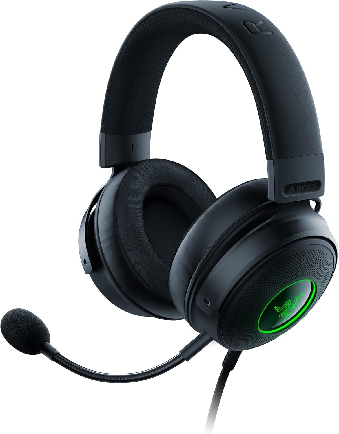 Razer Kraken V3 ゲーミングヘッドセット USB THX 7.1 サラウンドサウンド TriForce チタン 50mm ドライバー 単一指向性マイク ハイブリッド素材とレザーレット製メモリーフォームクッション Chroma RGB対