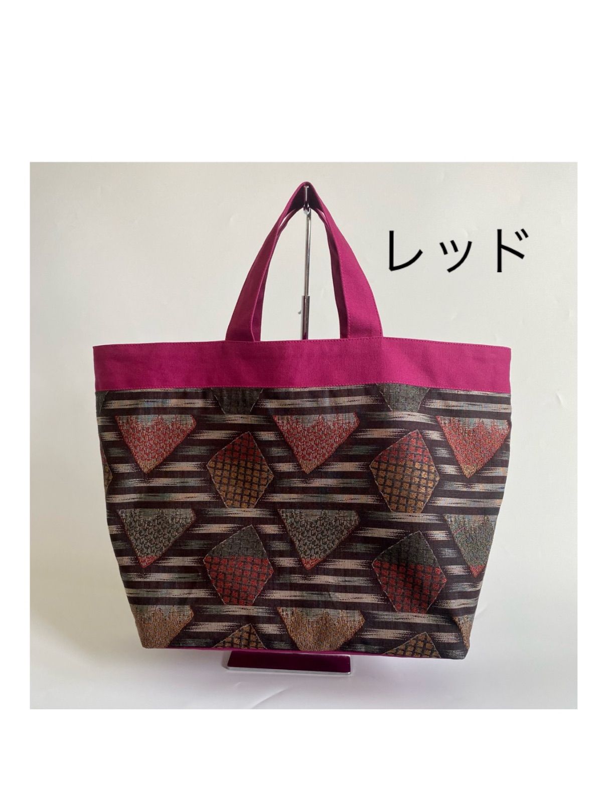 ハンドメイド 帯リメイクバッグ グリーン レッド 各1 - メルカリ
