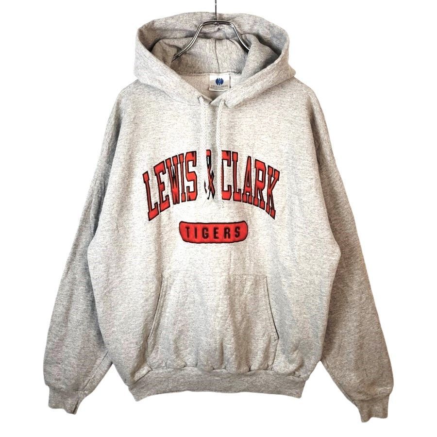 ホロウェイHollowaxプルオーバーパーカーフーディカレッジ系ワッペンルイスクリーク大学lewisu0026clark杢グレー灰色レッド赤vintageヴィンテージ41028