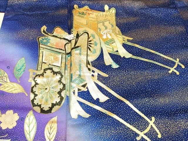 豪華振袖　長襦袢セット(無双仕立て)　舞蝶花文　暈し染め　金銀彩　正絹　逸品 平和屋着物○豪華振袖 長襦袢(無双仕立て・半衿刺繍)・袋帯