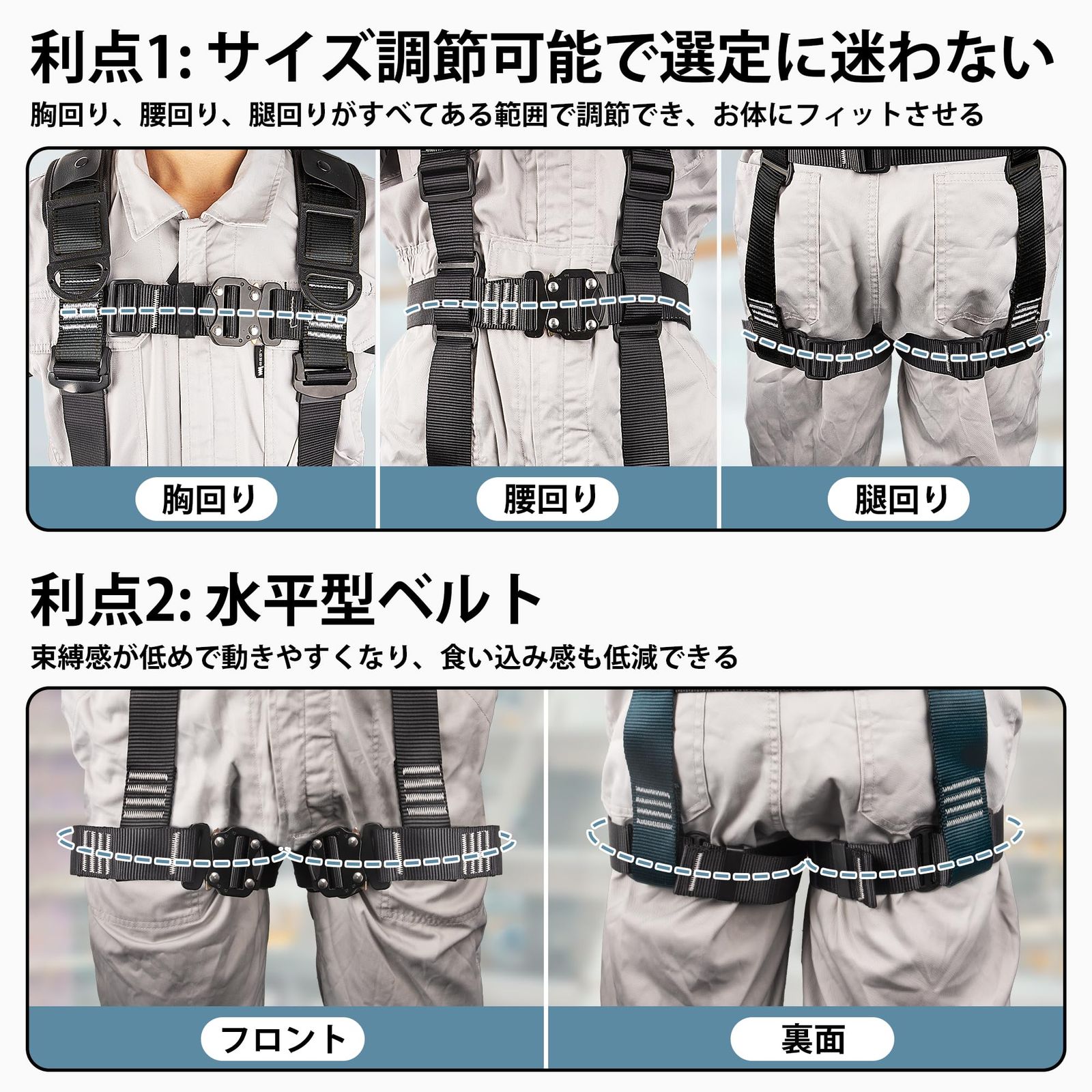 バックル ワンタッチ 脱着簡単 安全保護 ハーネス安全帯 ランヤード付き - 2丁掛け フルハーネス安全帯 肩パッド セット 収納袋付き 新規格 墜落制止用器具 フルハーネス 高所作業用 TRSMIMA 電気工事 TT 落下防止 MARWIL-DEMENAGEMENTS_CH