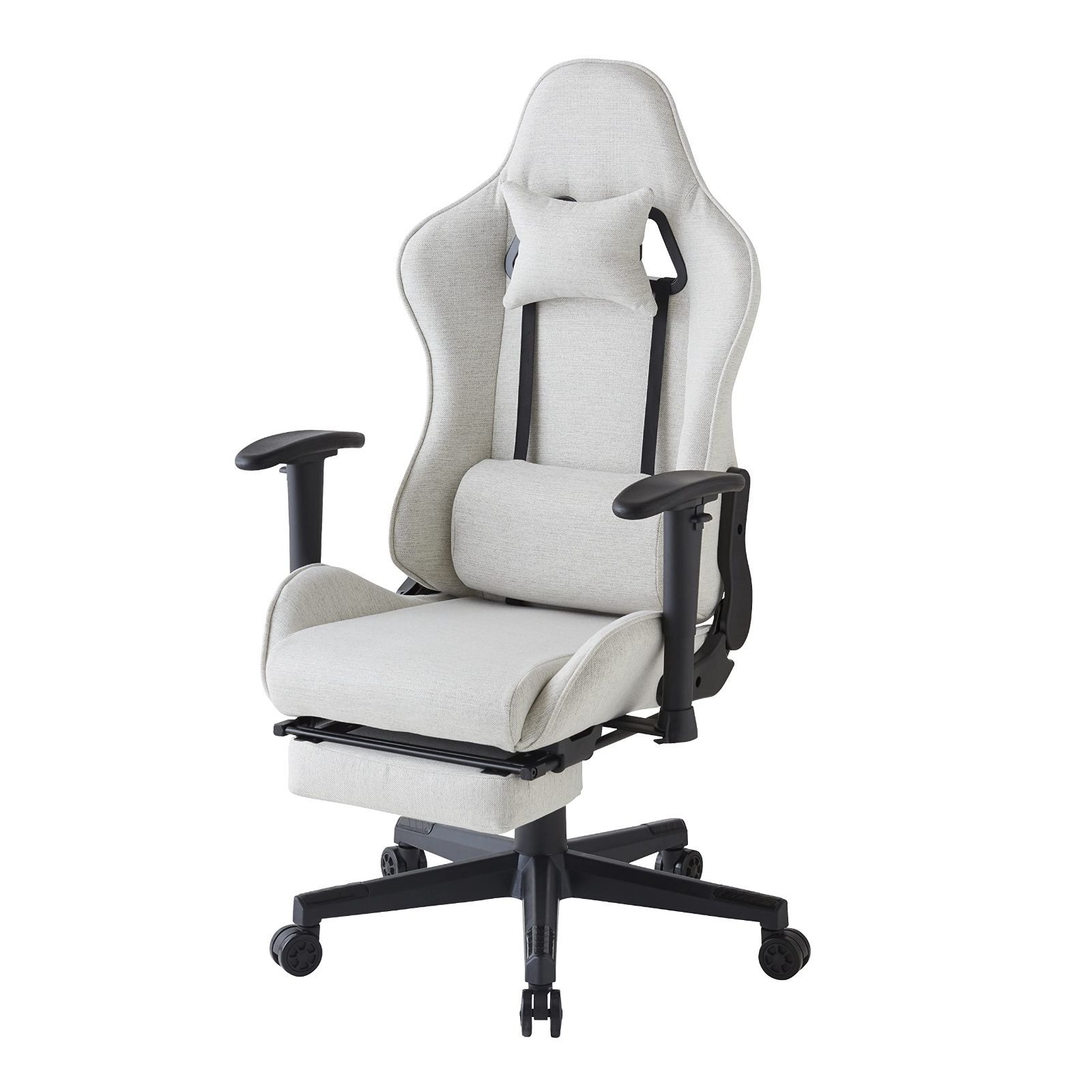 【特価商品】ハイバック ランバーサポート フットレスト デスクチェア アイボリー パソコンチェア オフィスチェア ファブリック ゲーミングチェア (SGC-FOIV) ファブリス calmzen SAKODA