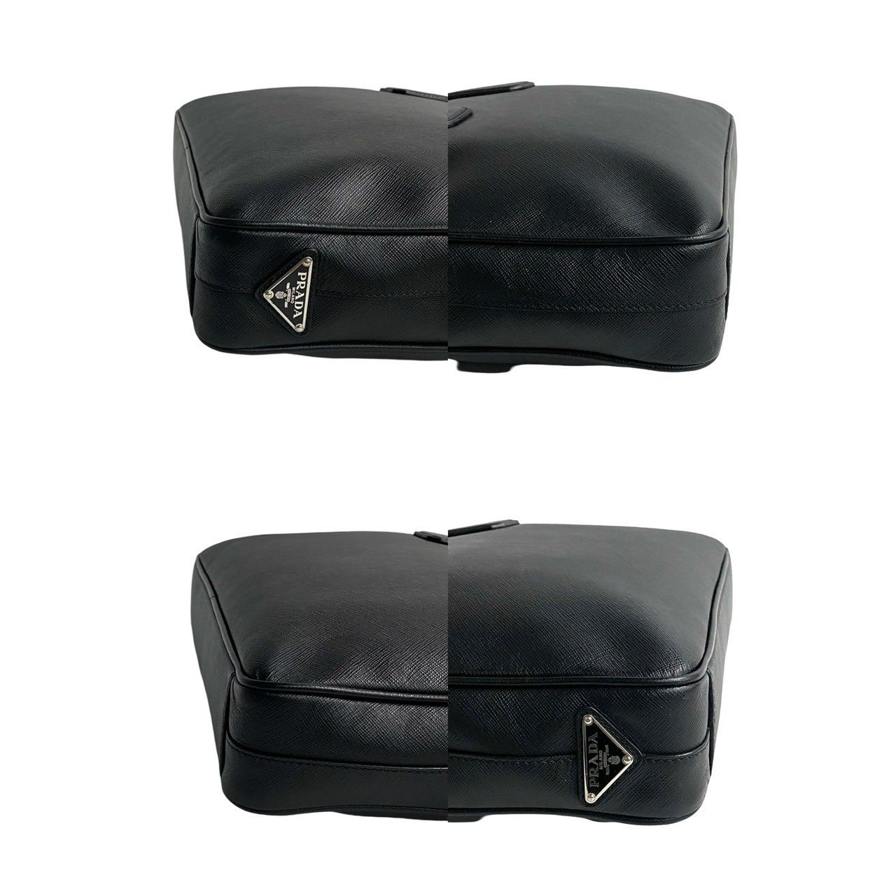 極 美品 希少品 PRADA プラダ 三角ロゴ 金具 サフィアーノ レザー 本革