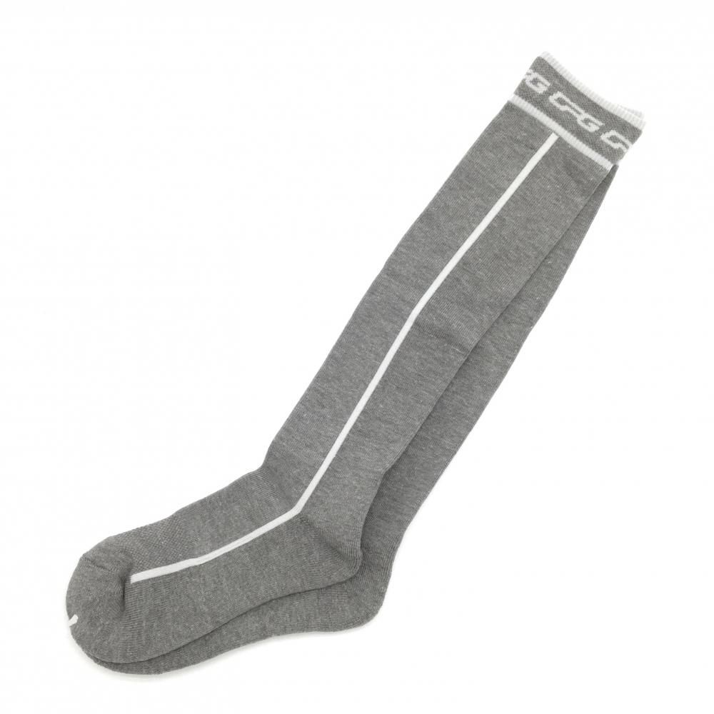 未使用品】CPG ハイソックス グレー×白 ロゴ レディース ゴルフウェア