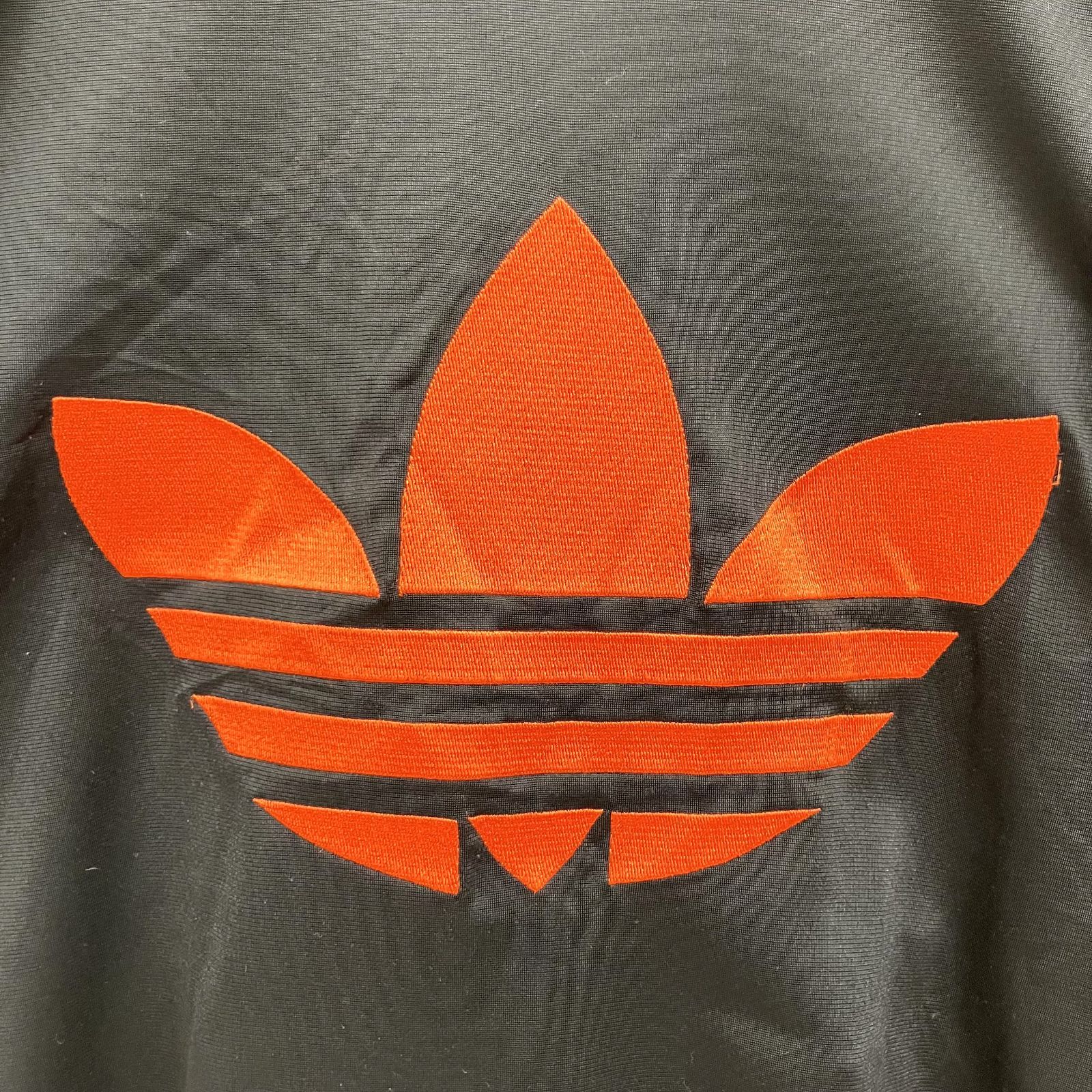 80s adidas アディダス トラックジャケット ブラック オレンジライン