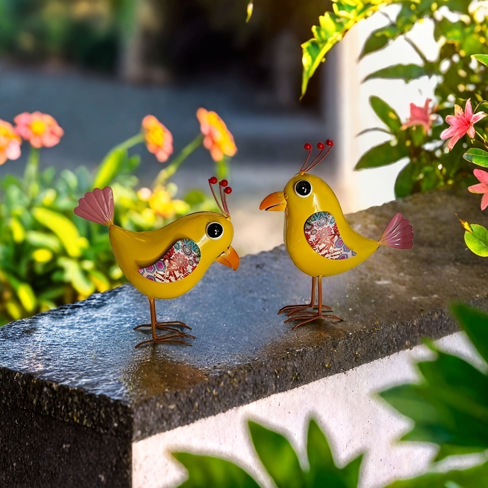 置物 オブジェ ガーデンオーナメント 2羽の鳥 小鳥 バード2個セット 