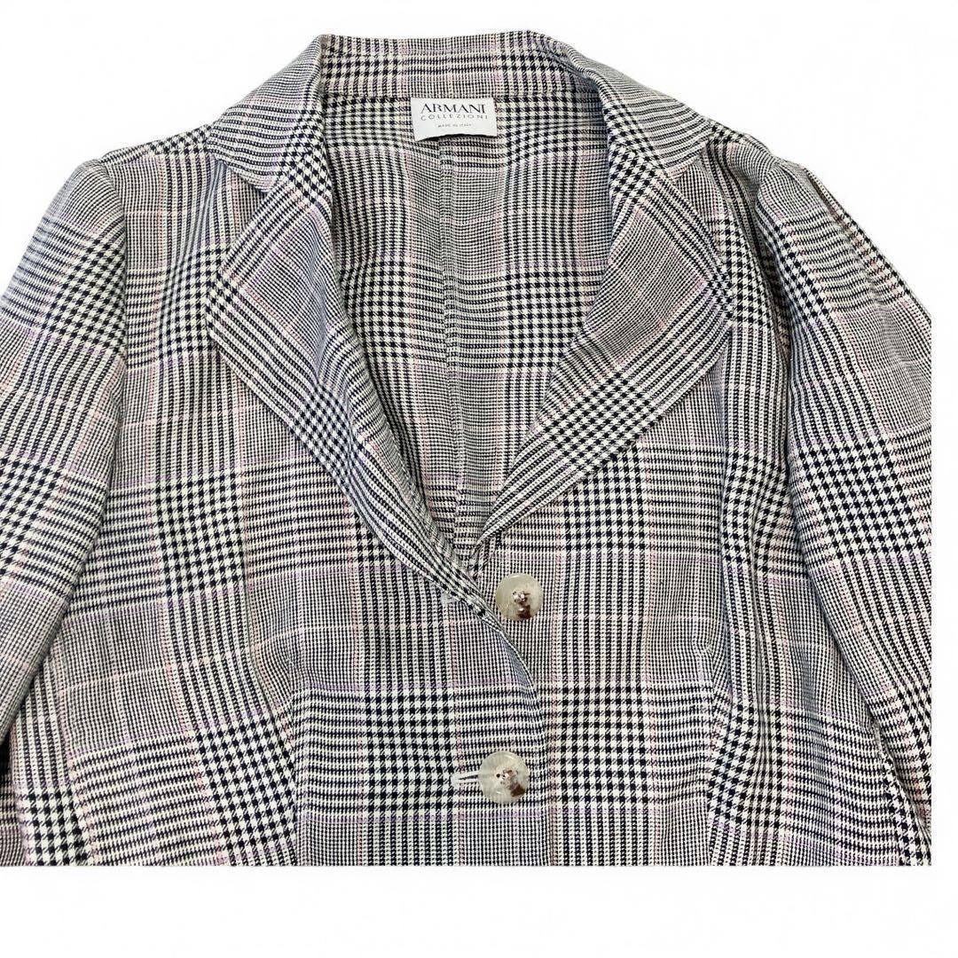 ジョルジオ アルマーニ リネン グレンチェック テーラードジャケット