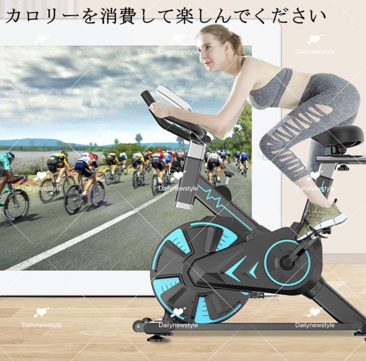 人気推薦◆エアロバイク室内スポーツ 家庭用エクササイズ効率的 100kg耐荷重 静音マグネット 効果 スマホホルダー 便利 移動キャスター付き