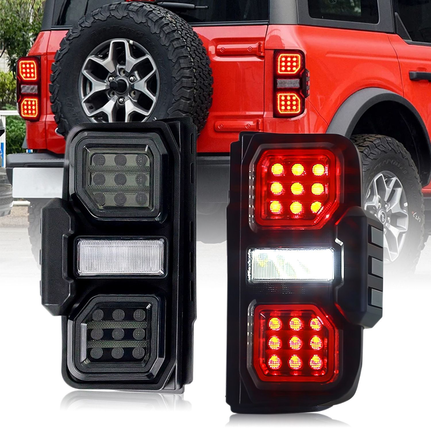 適用フォード ブロンコ Bronco 20-23年モデル LED全茶テールランプアセンブリ 10.06