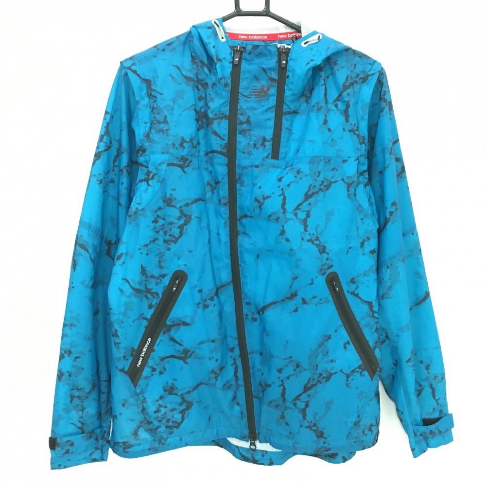 超美品】ニューバランスゴルフ 2WAYジップパーカー ブルー×黒 総柄
