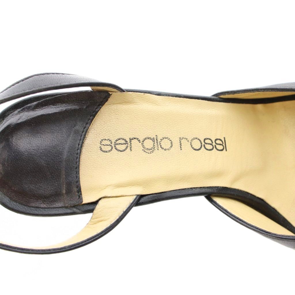 sergio rossi セルジオロッシ ブラックベルベットフラットシューズ