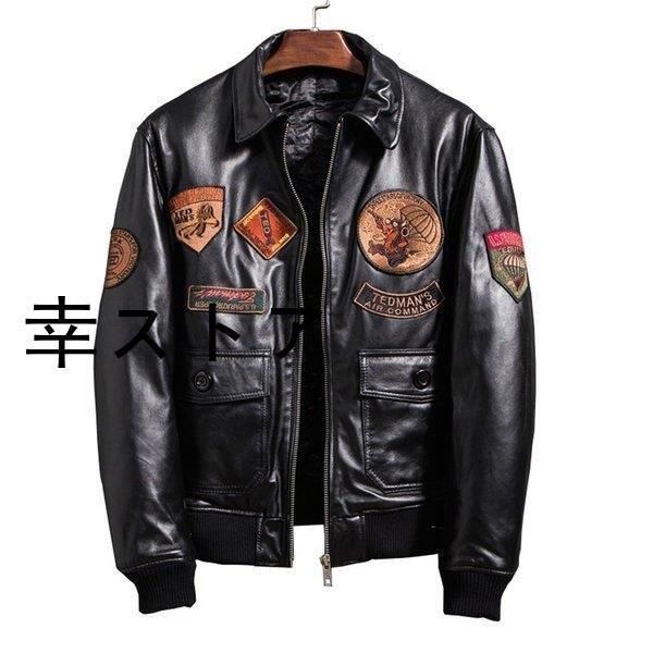 革ジャンメンズ レザージャケットメンズ 本革 折襟 S-5L ライダースジャケット 羊革 バッジ レザーコートメンズ ブルゾン アウター