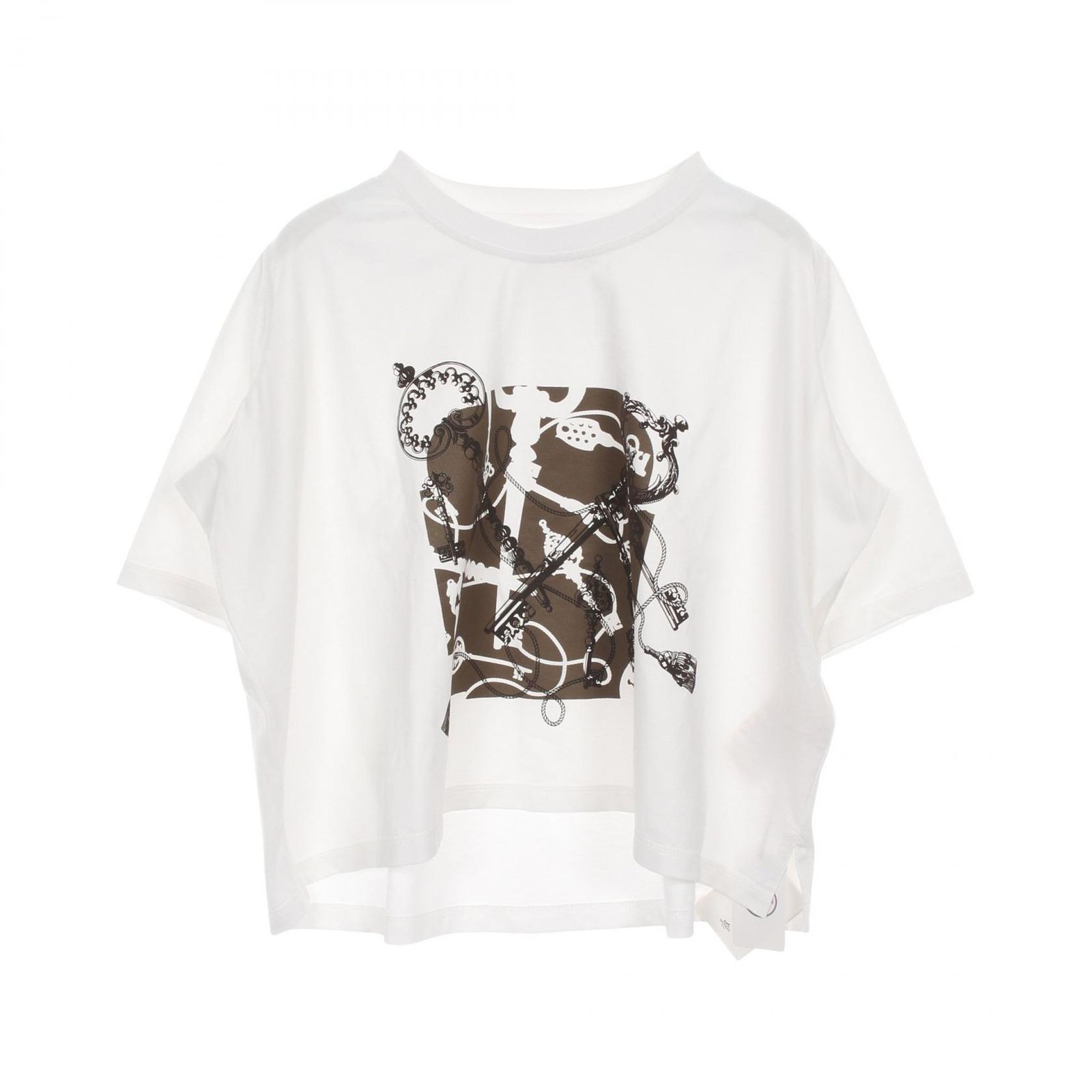 エルメス HERMES カットソー 5E4624DA ホワイト コットン Tシャツ レディース