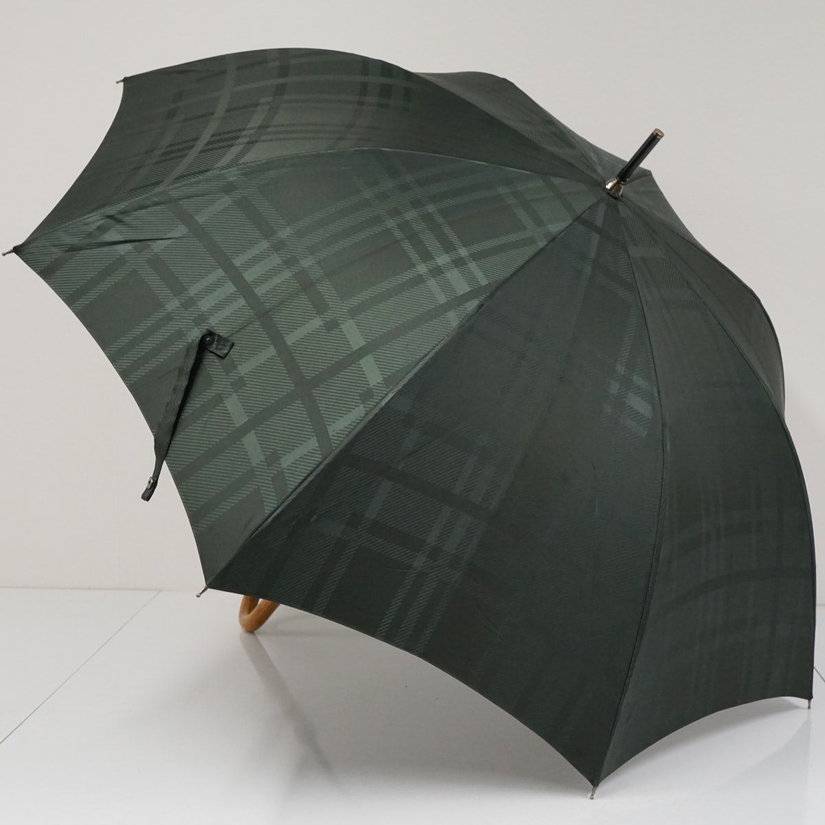 紳士傘 DAKS ダックス USED美品 チェック ダークグリーン グラス