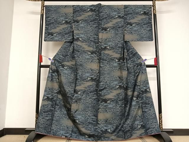 本場大島紬 カタス式 9マルキ 花柄絣 着物 正絹 袷 広衿 RK