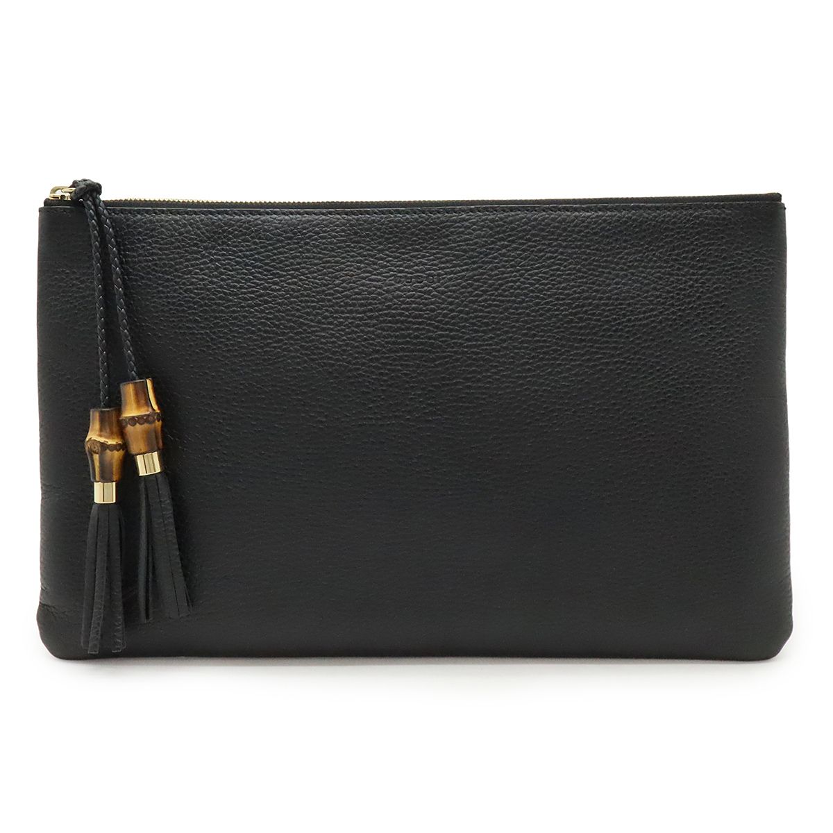 GUCCI グッチ バンブー タッセル クラッチバッグ セカンドバッグ レザー ブラック 黒 ゴールド金具 アウトレット品 449653