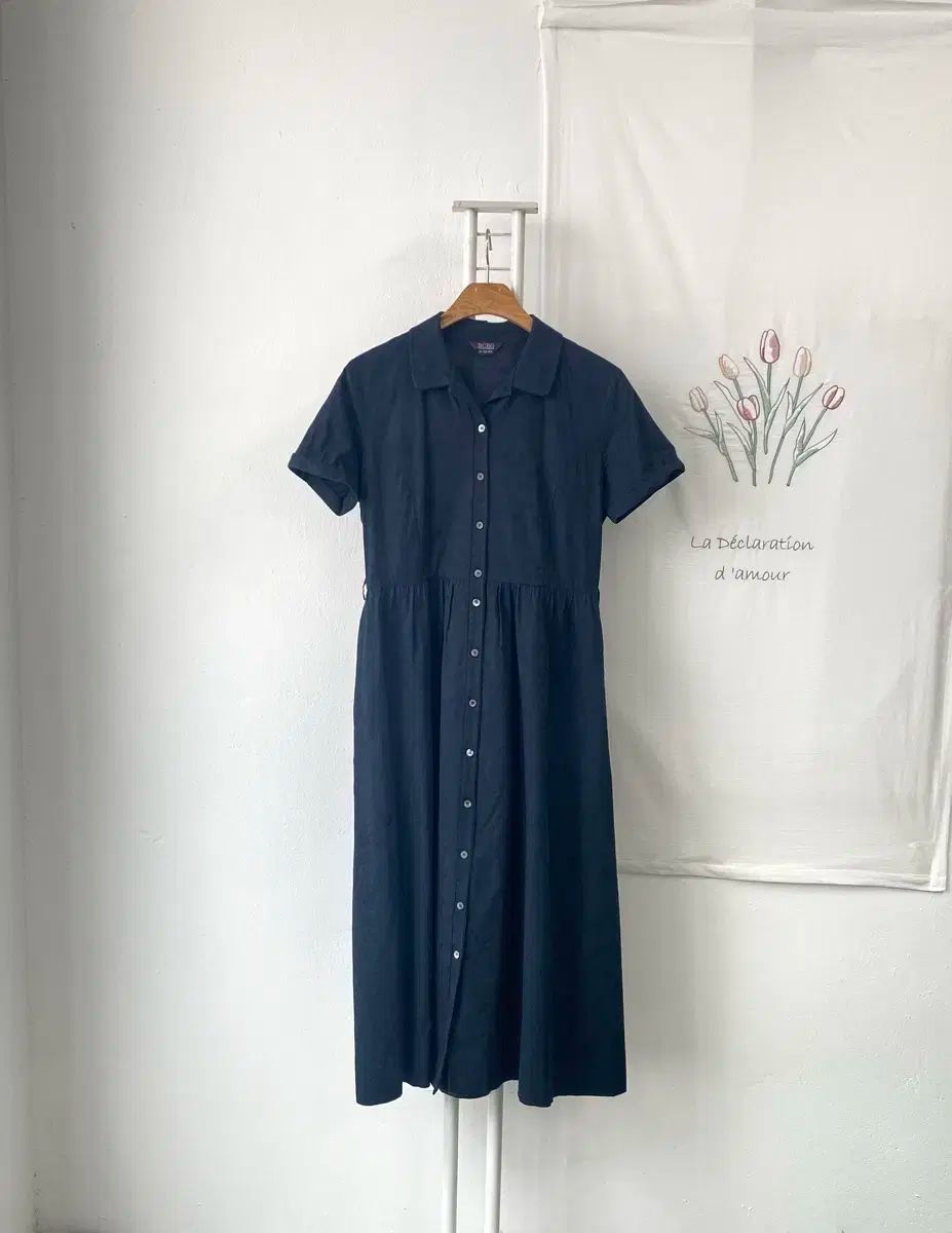 BCBG 花刺繍 ネイビー ロング丈ワンピース - メルカリ