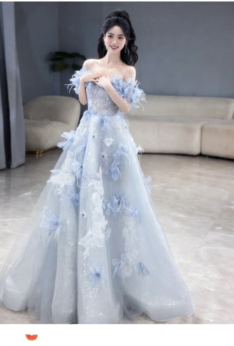 ドレス ウエディングドレス パーティードレス 演奏会 発表会 花嫁 イブニングドレス ブライダル 二次会 ロングドレス エレガント 青 MAAHADDERANG_COM