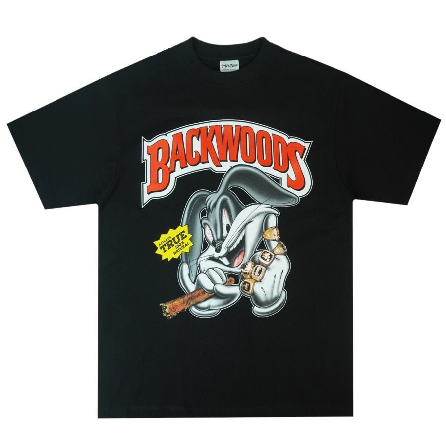新品 シャカウェアボディ SHAKA WEAR BODY BACKWOODS BUGS BUNNY バックウッズ バッグスバニー Tシャツ 黒 ブラック 両面 男女兼用 黒 半袖 ルーニーテューンズ 葉巻 HIPHOP チカーノ チカーナ カルチャー