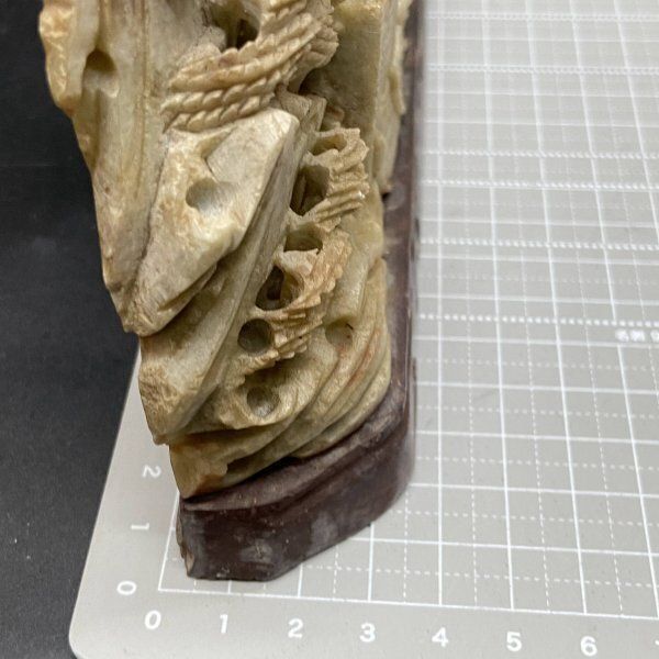 中國美術 中国古玩 石彫 彫刻 萬里長城 置物 X244 中国美術 万里の長城 彫刻 石 風景刻 細密細工 石細工