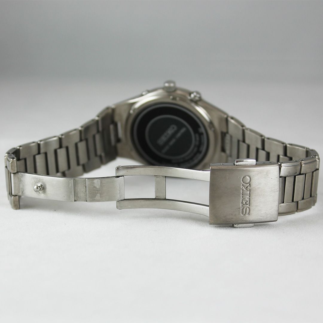 中古 】SEIKO セイコー 7B22-0AD0 ソーラー 電波 チタン 37mm メンズ
