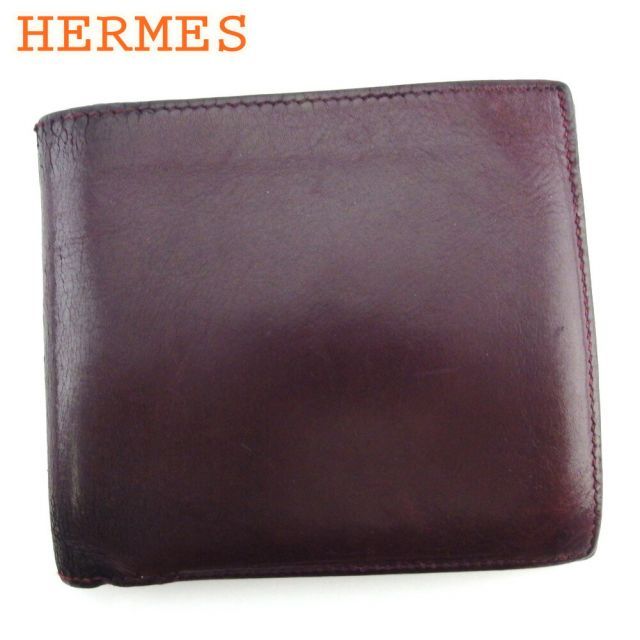 エルメス 二つ折り 札入れ ミニ札入れ メンズ ボルドー レザー HERMES T18826S 