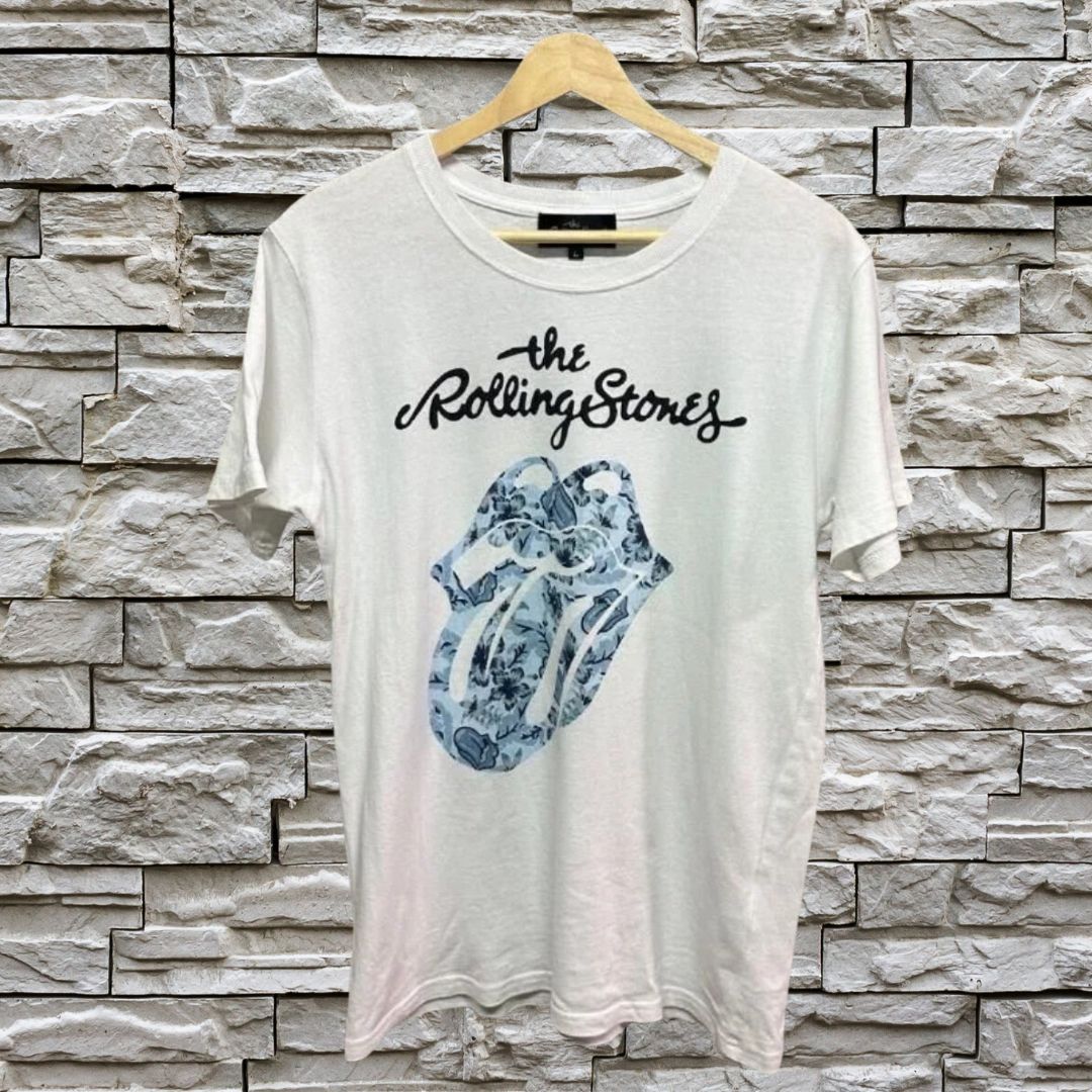 ⭐️©取得の本物⭐️THE ROLLING STONES ザ ローリング ストーンズ バンドTシャツ Tシャツ 古着 Lサイズ ゆるだぼコーデ 🌟レア 白TバンドT🌟 - メルカリ