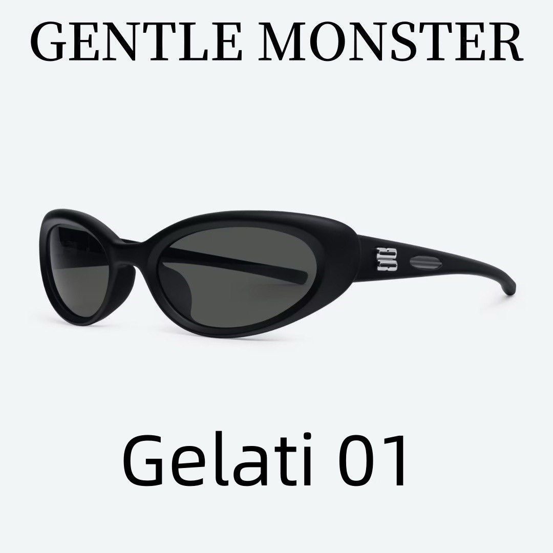 新品未使用 ジェントルモンスター Gentle Monsterサングラス Gelati 01セミマットブラックTRフレーム/ブラックレンズ/ゴーグルシェイプ 正規品