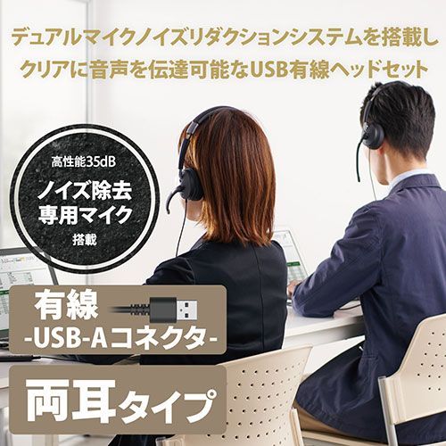 エレコム デュアルマイクノイズリダクション有線ヘッドセット USB 両耳