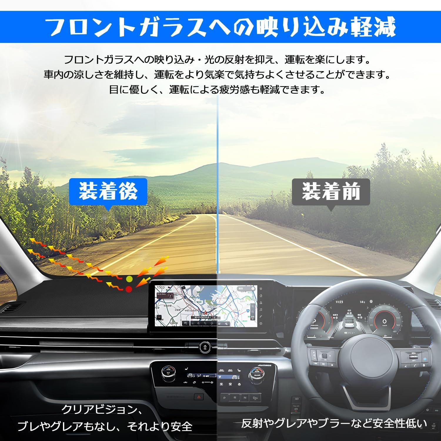 新品 CARVANTA 日産 新型 セレナ C28 ダッシュボードマット ヘッドアップディスプレイなし車 LUXIONに非対応 ダッシュボードカバー ガソリン車専用 e-POWER車 ダッシュボード 保護マット 車用 ダッシュマット NISSAN SERENA