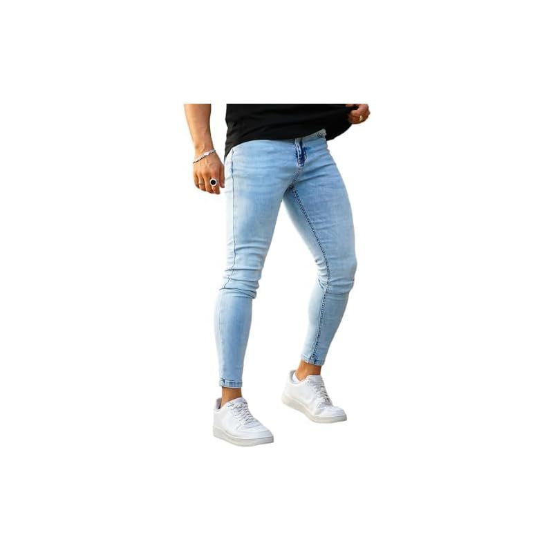 [GINGTTO] カラージーンズ メンズ スキニージーンズ ストレッチ スリム ライトブルー 0