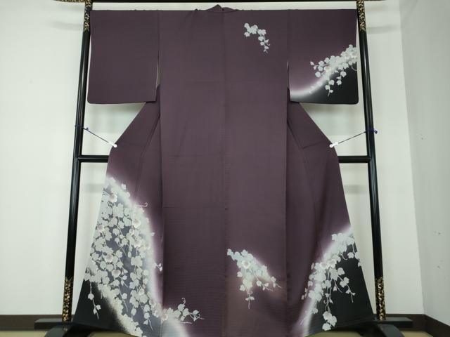 平和屋着物○訪問着 葡萄蔦の葉文 暈し染め 金彩 正絹