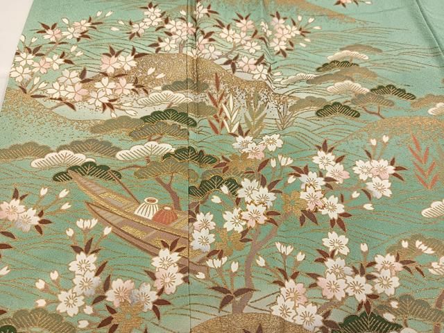 平和屋着物○訪問着 駒刺繍 渡り橋浜松桜籬文 暈し