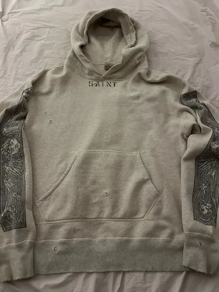 L SAINT MICHAEL セント マイケル 壁画 フード付きTシャツ ベージュ