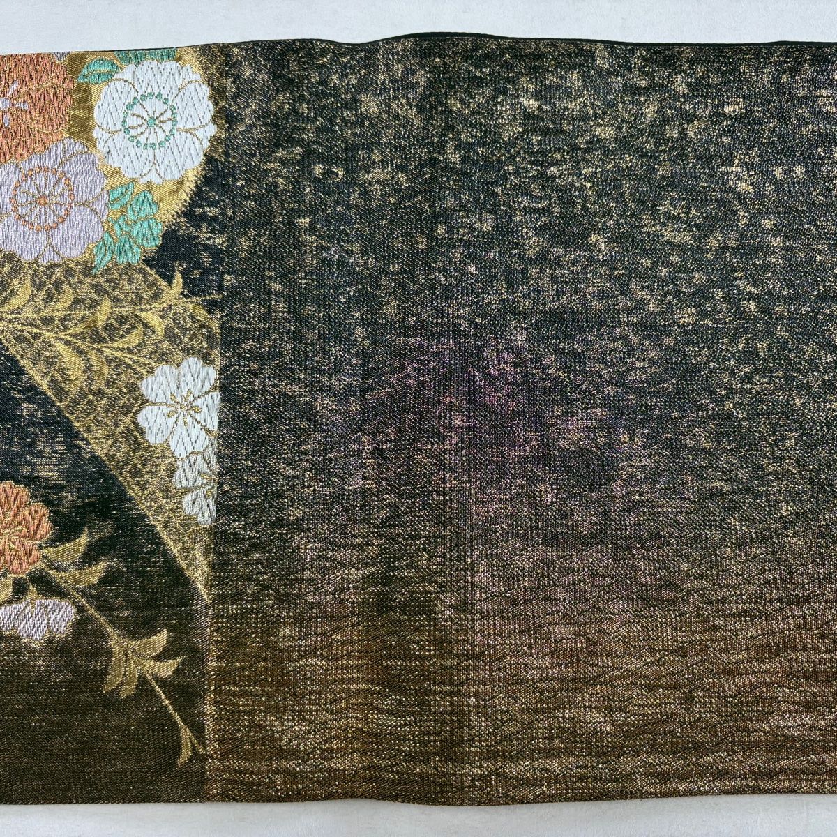 408my69☆全通 袋帯 金糸 ラメ糸 グラデーション シンプル☆美品 408my69☆全通 袋帯 金糸 ラメ糸 グラデーション シンプル☆美品