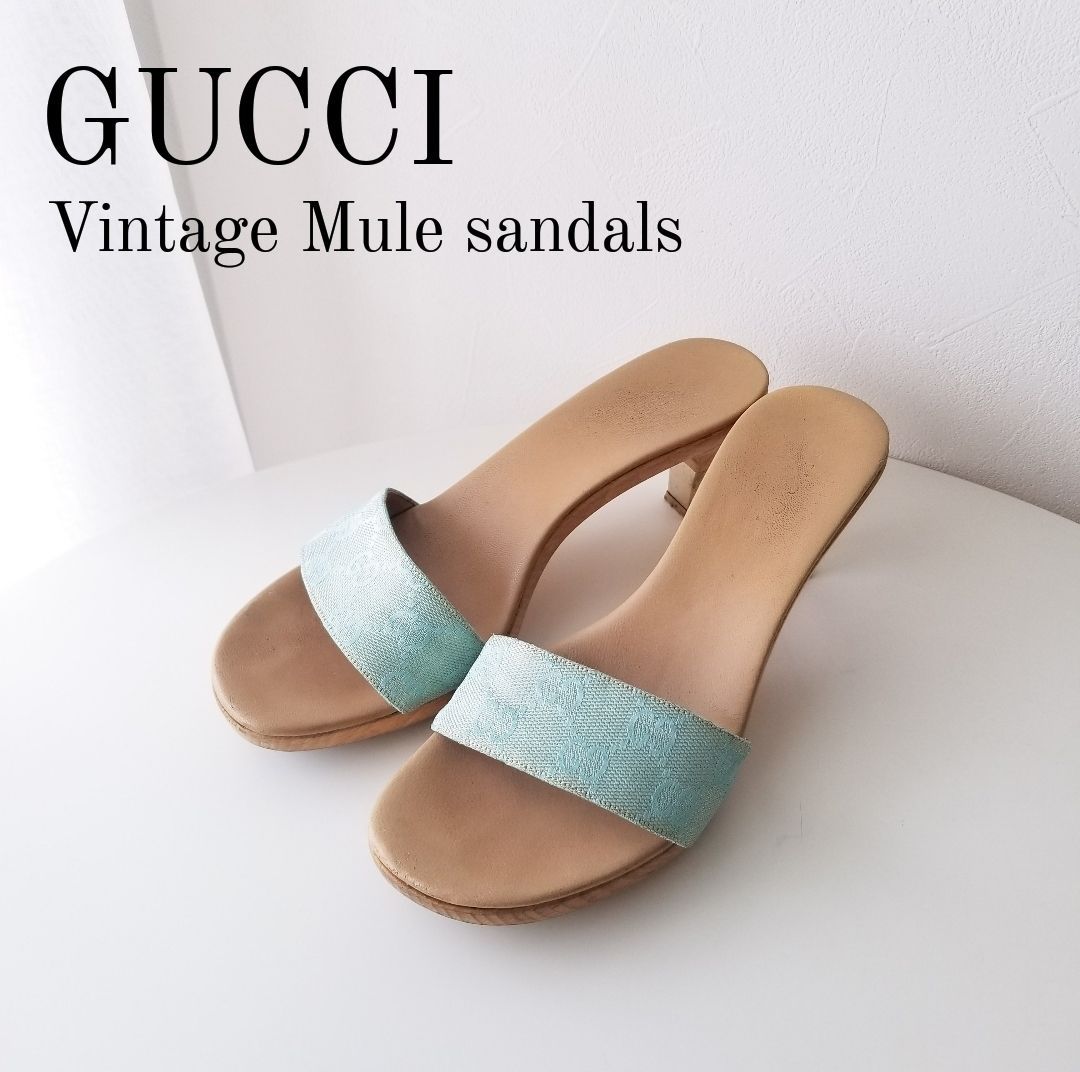 GUCCI GGキャンバス ミュール サンダル 希少 22．5相当