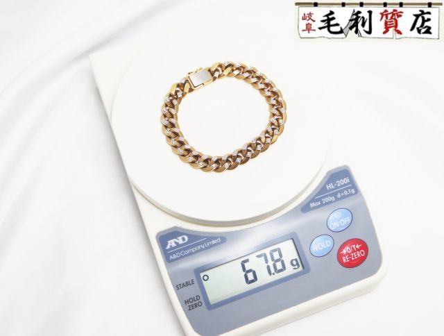 コンビ K18 キヘイ PT850 プラチナ 喜平 ブレスレット 2面 67.8ｇ  2メン 18金 750 YG  白金 PT ダイヤモンド【中古】ジュエリー