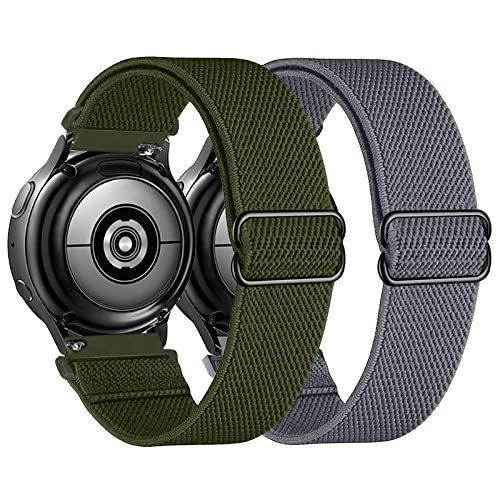 22mm_ダークオリーブ+グレー [AGUPERFIT] 時計バンド クイックリリースベルト 柔らかくフィット軽く通気性も良くなナイロン伸縮性ウォッチバンド 無段階に調整なソロループゴムベルト スマー