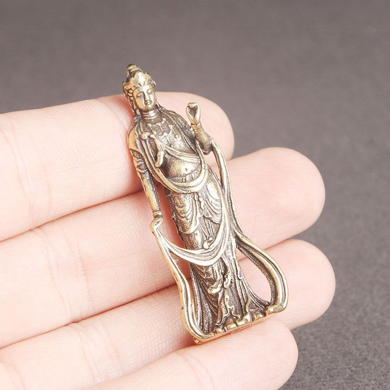 観音菩薩 置物 オブジェ 神 神様 仏 仏像 銅製 アンティーク調