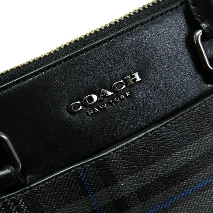 コーチ COACH ビジネスバッグ レザー PVC シグネチャー チェック柄